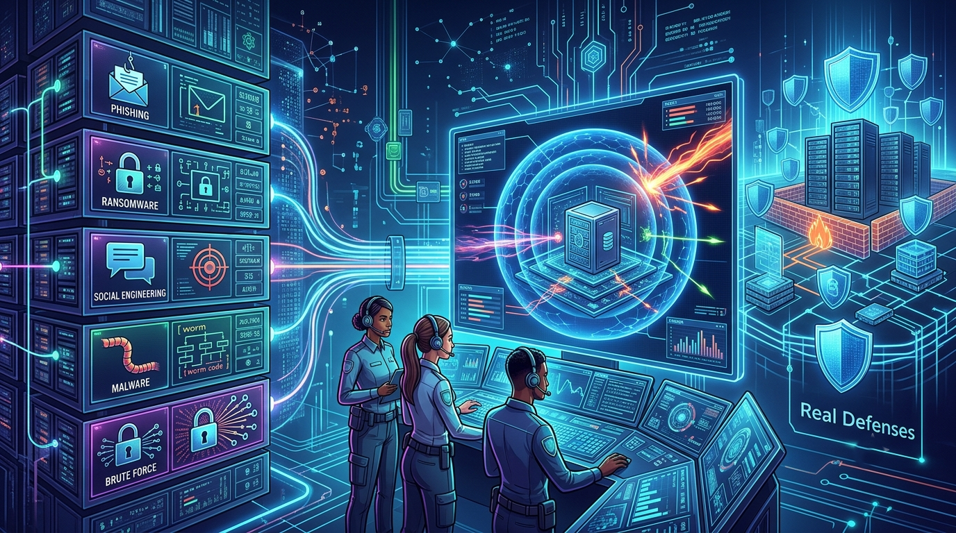 An attack techniques library maps defenses against real, documented adversary behavior
