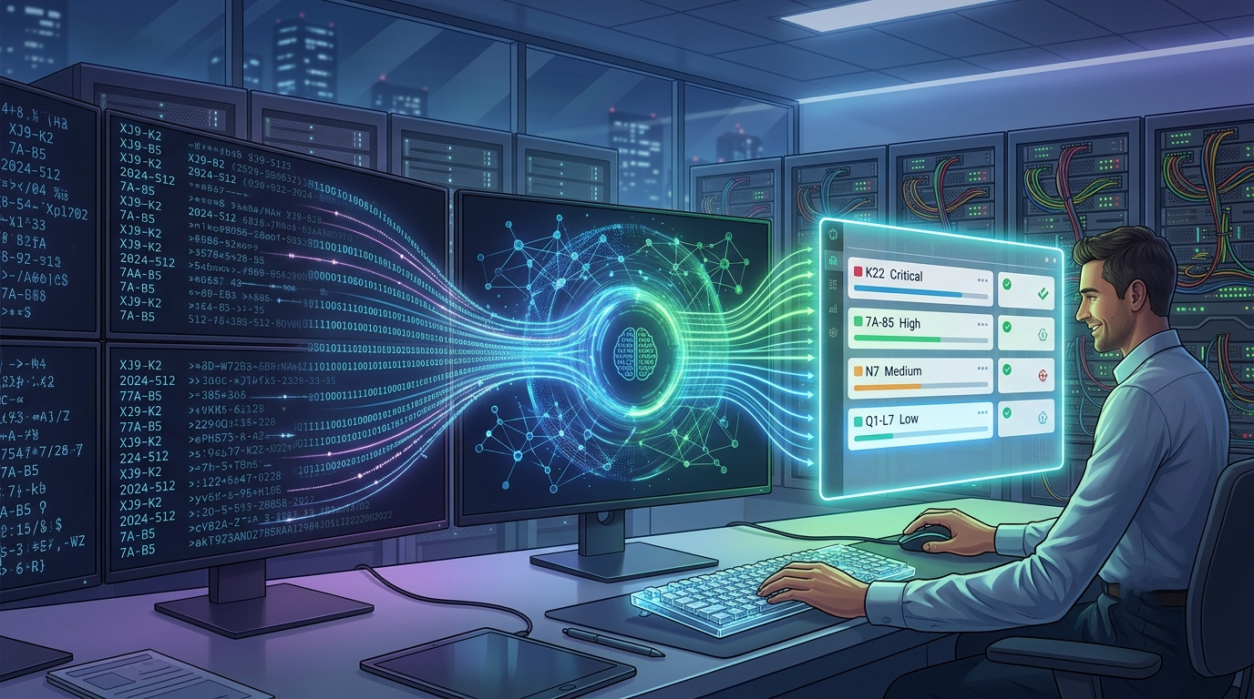 Security analyst reviewing a real-time exploit database dashboard for patch prioritization